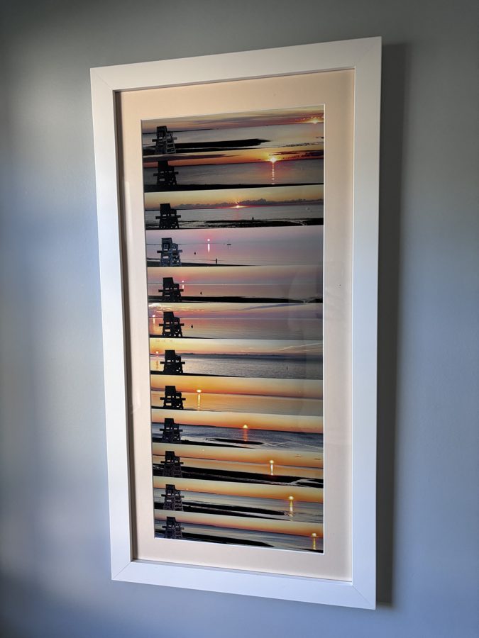 Framed twelve-panel sunrise print
